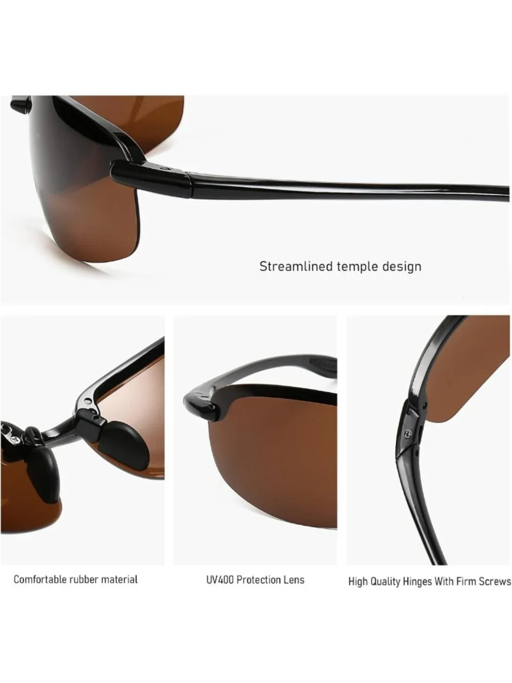 Polarized Sports Sunglasses for Men & Women | TR90 Rimless Wrap Around Frame for